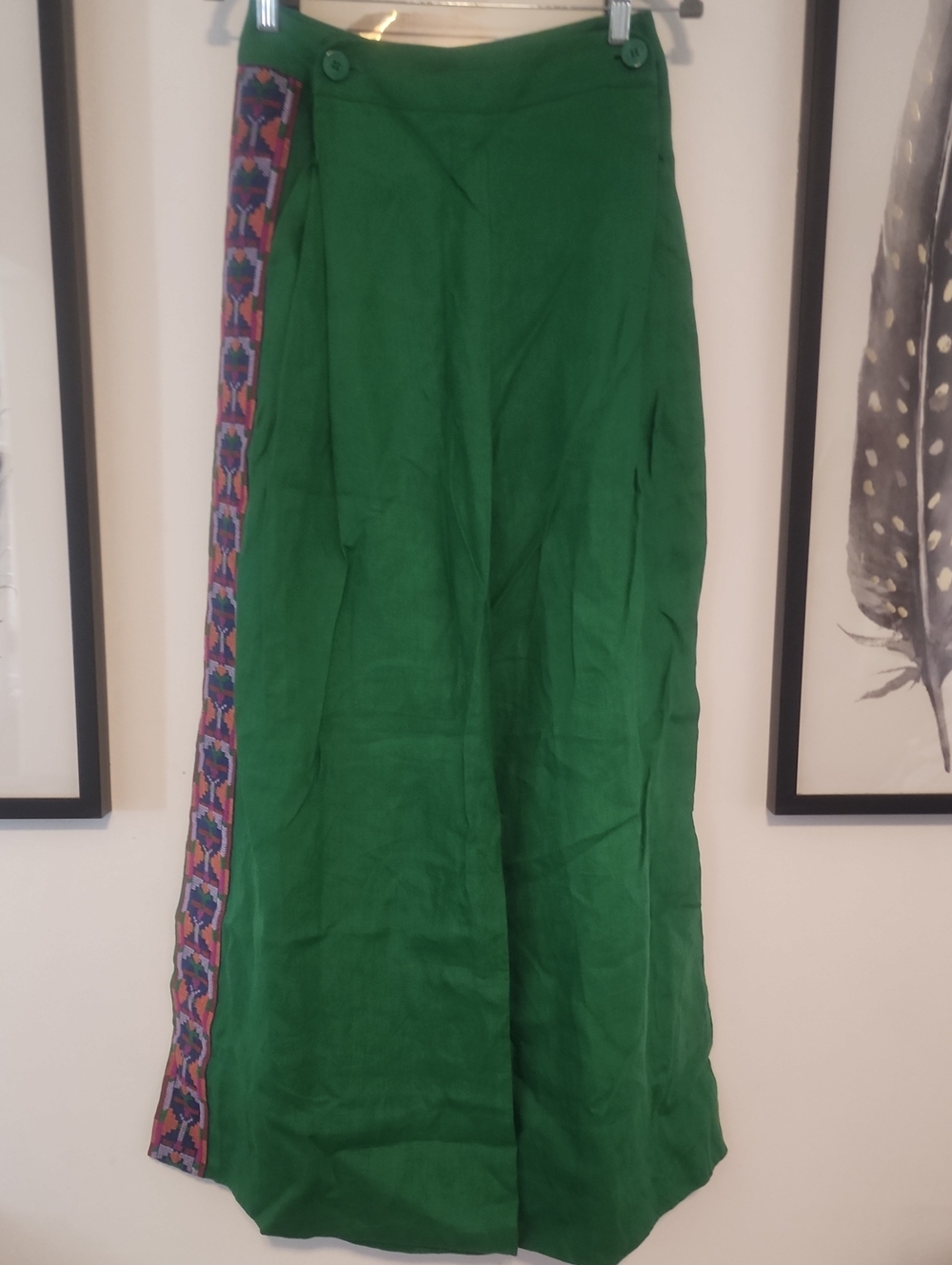 Farm Rio Green Embroidered Linen Pant - Picture 2 of 4